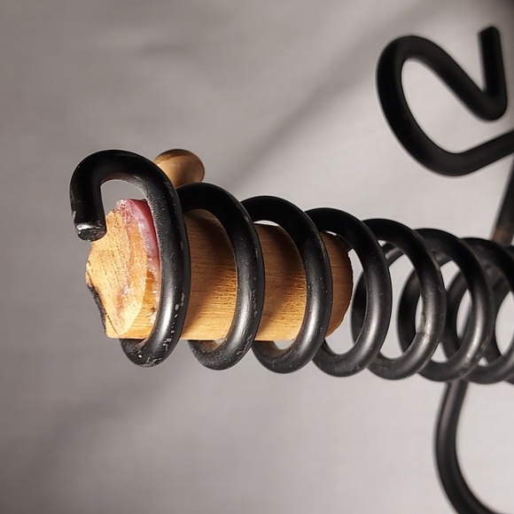 Vintage Black Wrought Iron Spiral "Courting Candle" Candle Holder Witch Wood Peg - Picture 2 of 6